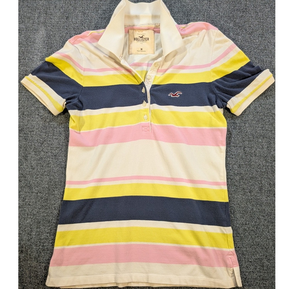 Hollister Striped Polo Shirt Womens Size M